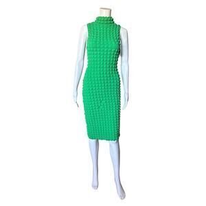 JOLIE & JOY Womens Size Small Green Sleeveless Textured Mock Neck Sheath Dress